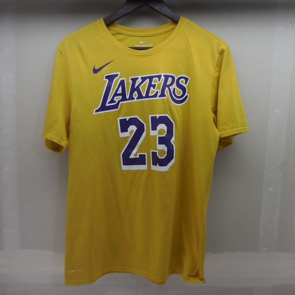 Nike Los Angeles Lakers LeBron James 23 Dri-FIT Mens Large Yellow T-Shirt NBA